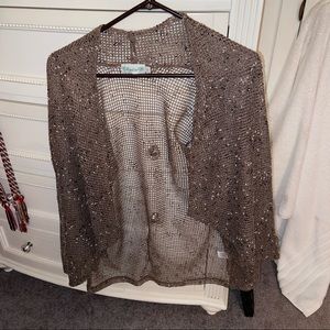 Beaded Mesh Open Cardigan